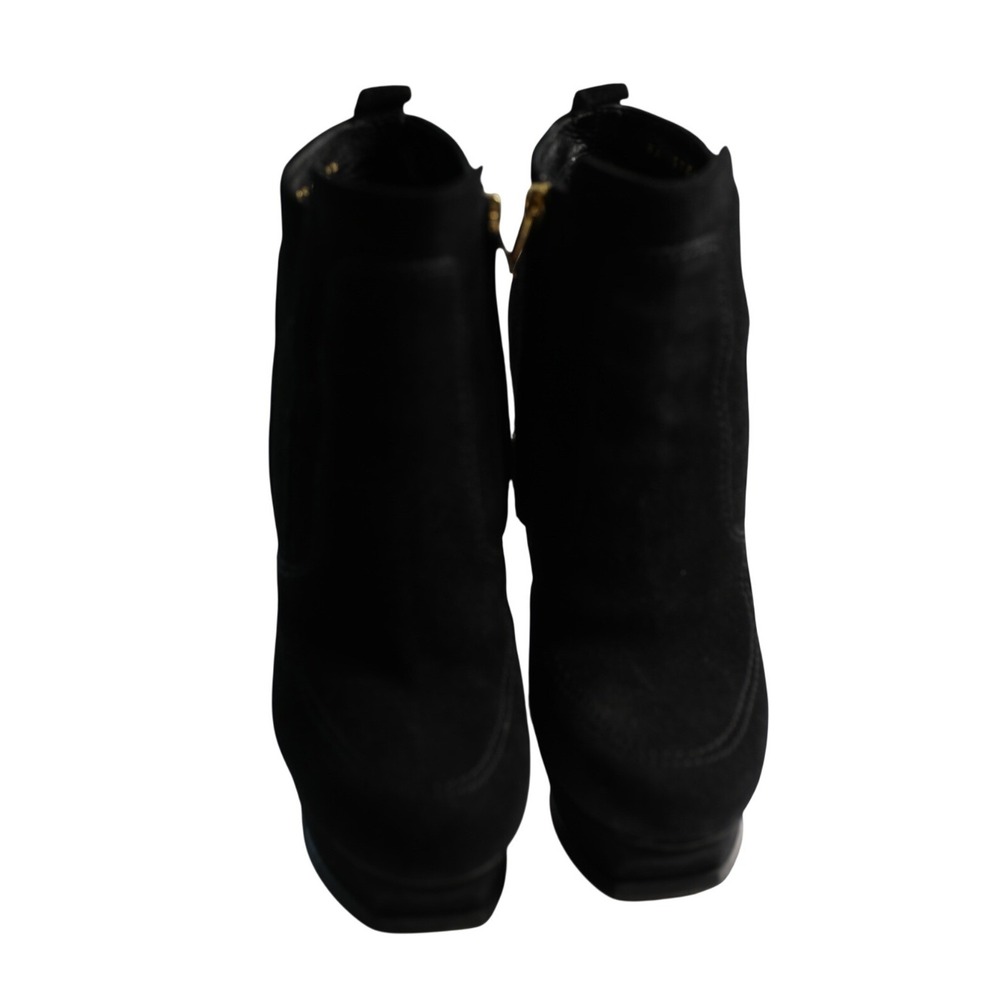 Saint Laurent Paris Black Suede Tribute Platform Ankle Boots 37.5 328696